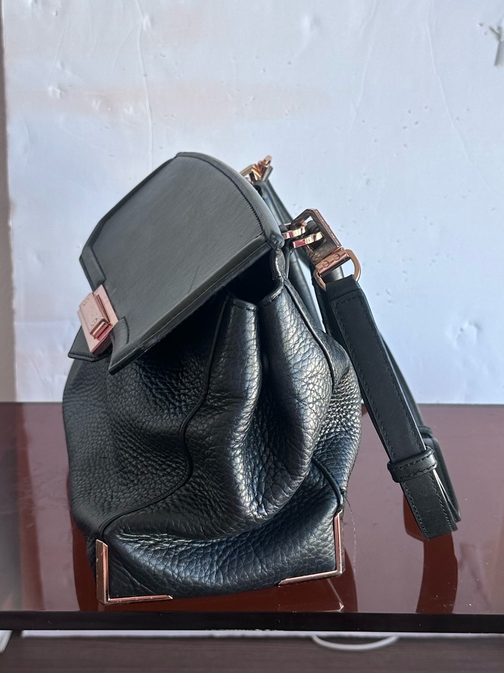 Alexander Wang Black Leather Crossbody Bag with Rose Gold Hardware - Picture 2 of 7